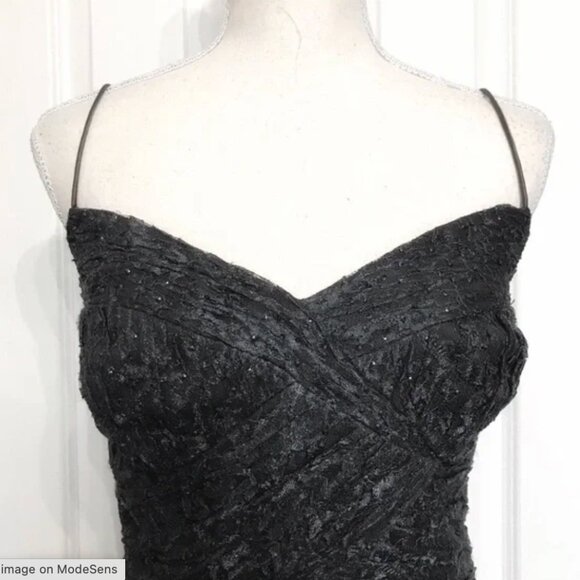 BADGLEY MISCHKA GREY LACED SEQUIN EVENING DRESS - 8 - Picture 4 of 9